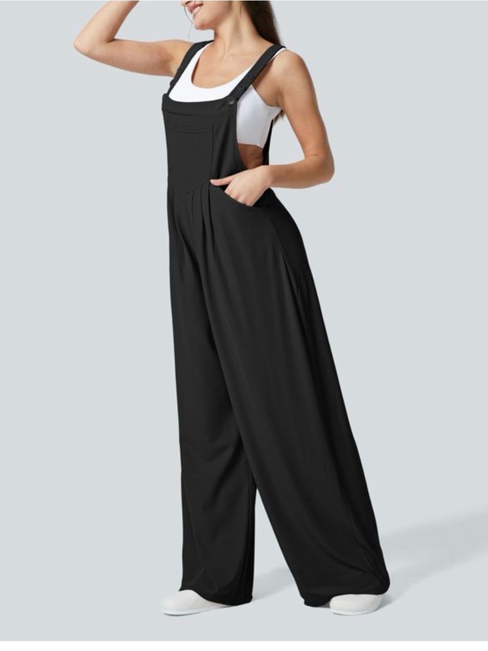HALARA Black Wide-Leg Overall Jumpsuit - Picture 10 of 10